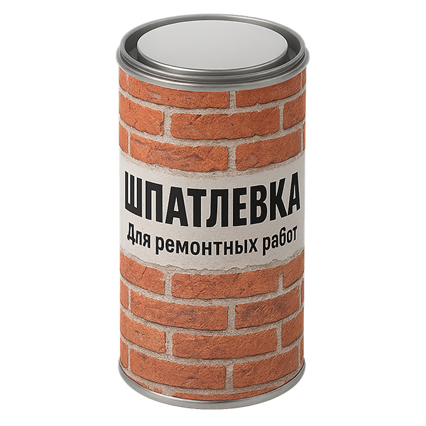 Шпатлевочная банка с железной крышкой хлопок - лакировка дизайн этикетки, брендинг, тиснение. Купить заказать оптом металлические банки, тару, жестяную упаковку, завод - производство ТАРМЕТ